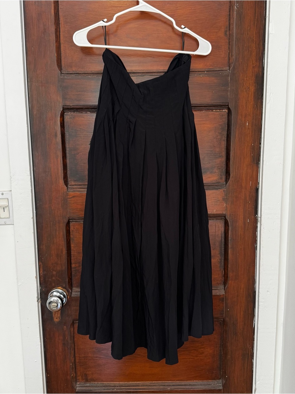 Massimo Dutti Black Pleated Midi Skirt